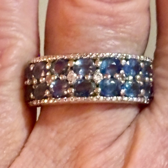 Kanchanaburi Blue Sapphire Zircon Ring in Platinum Over Sterling Silver 3.50 ctw - Picture 10 of 11